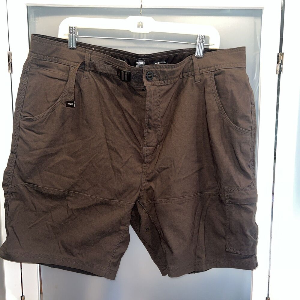 prAna Stretch Zion shorts Men’s 40/08 Built In Belt Standard Fit Brown